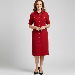 Robbie Bee Linen Blend‎ Maxi Shell Button Front Dress, Women's 10